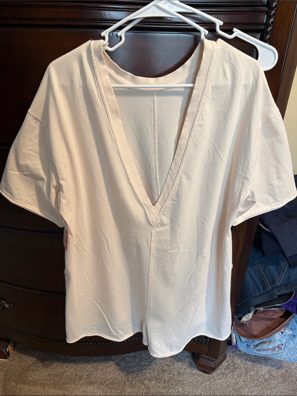 Women's Deep V-Neck  romper Cream